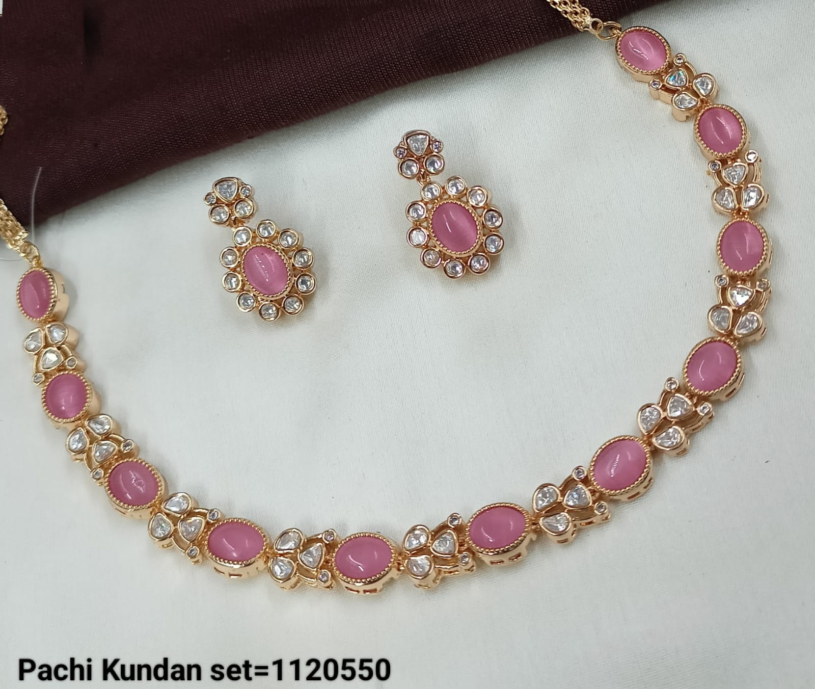 Lucentemarket Pachi Kundan Rani Pink Necklace Set – Elegant Bridal & Festive Jewelry